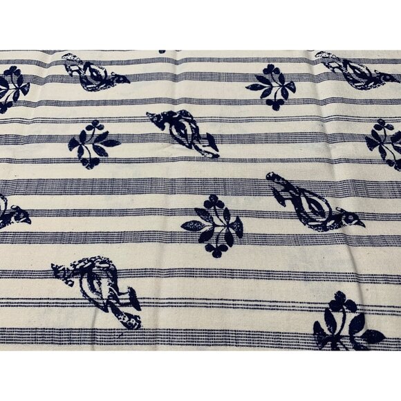 Vintage-Inspired Blue Floral & Striped Fat Quarter Fabric 18x22 Cotton Sewing Qu - Picture 1 of 3